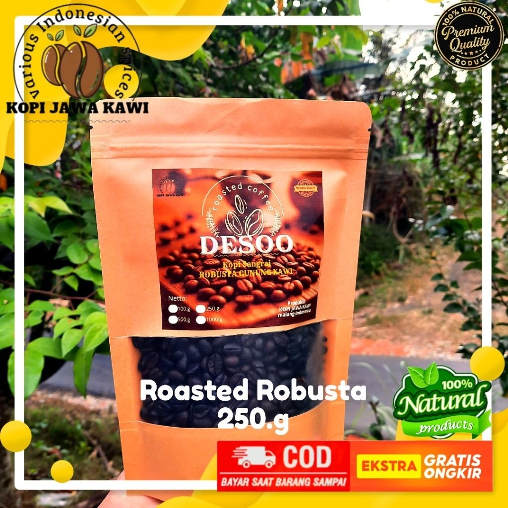 

Kopi Roasted Robusta Premium 250g Asli Gunung Kawi | Wangi, Pahit Mantap, Cocok Espresso & Tubruk