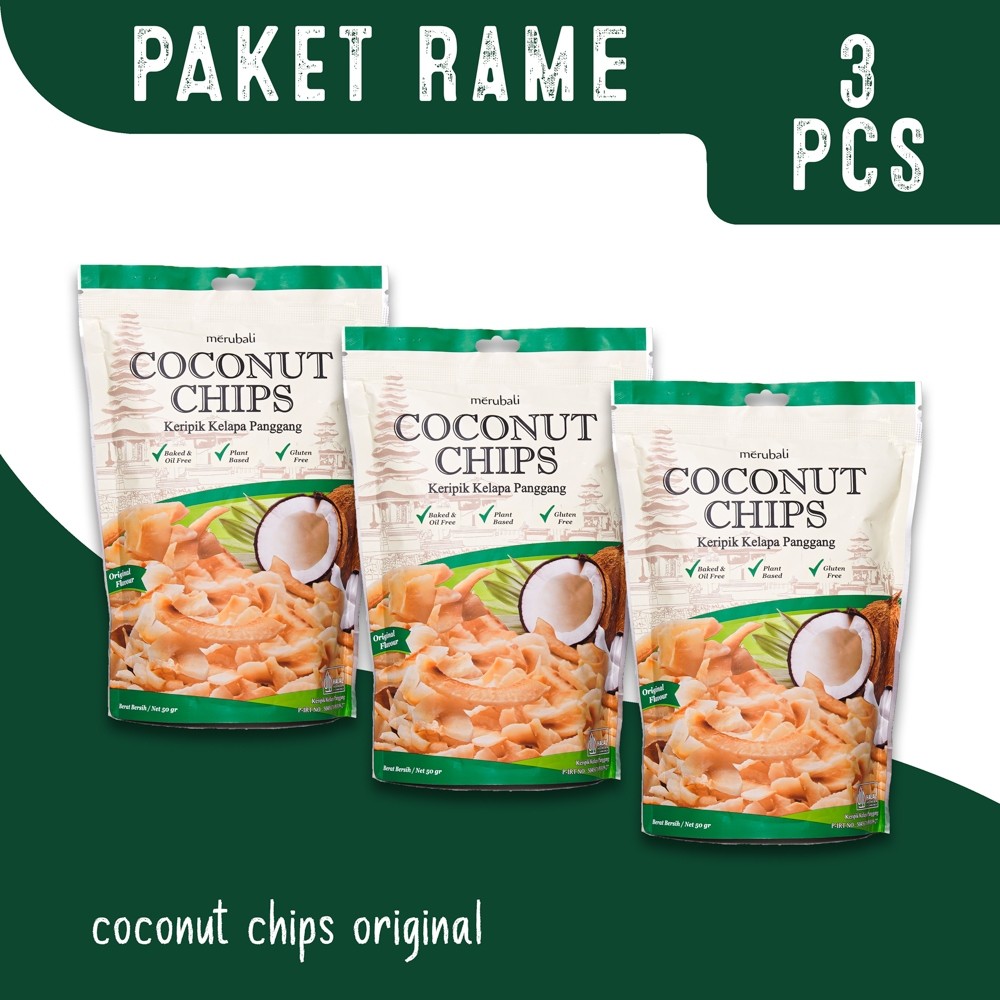 

New PAKET RAME - 3 Bks Coconut Chips Varian OriginalPremium