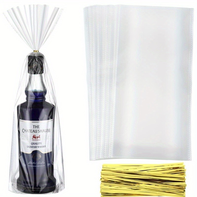 

100pcs Clear Plastic Bags Cellophane Gift Bags for Wrapping Gifts Wine Present Candy Holiday Party Favors