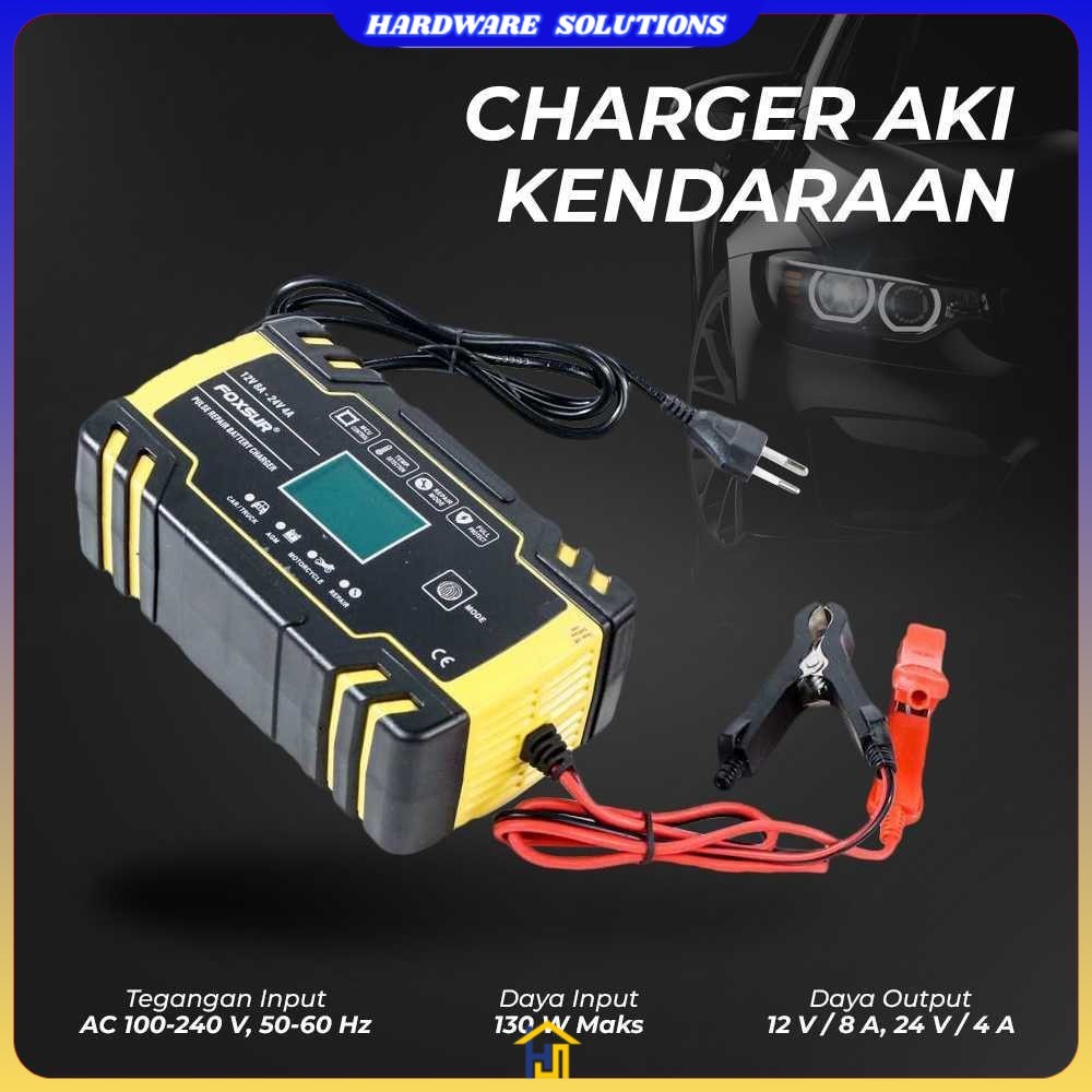FOXSUR Charger Aki Mobil Motor Battery Charger 12/24V 8A - FBC122408D