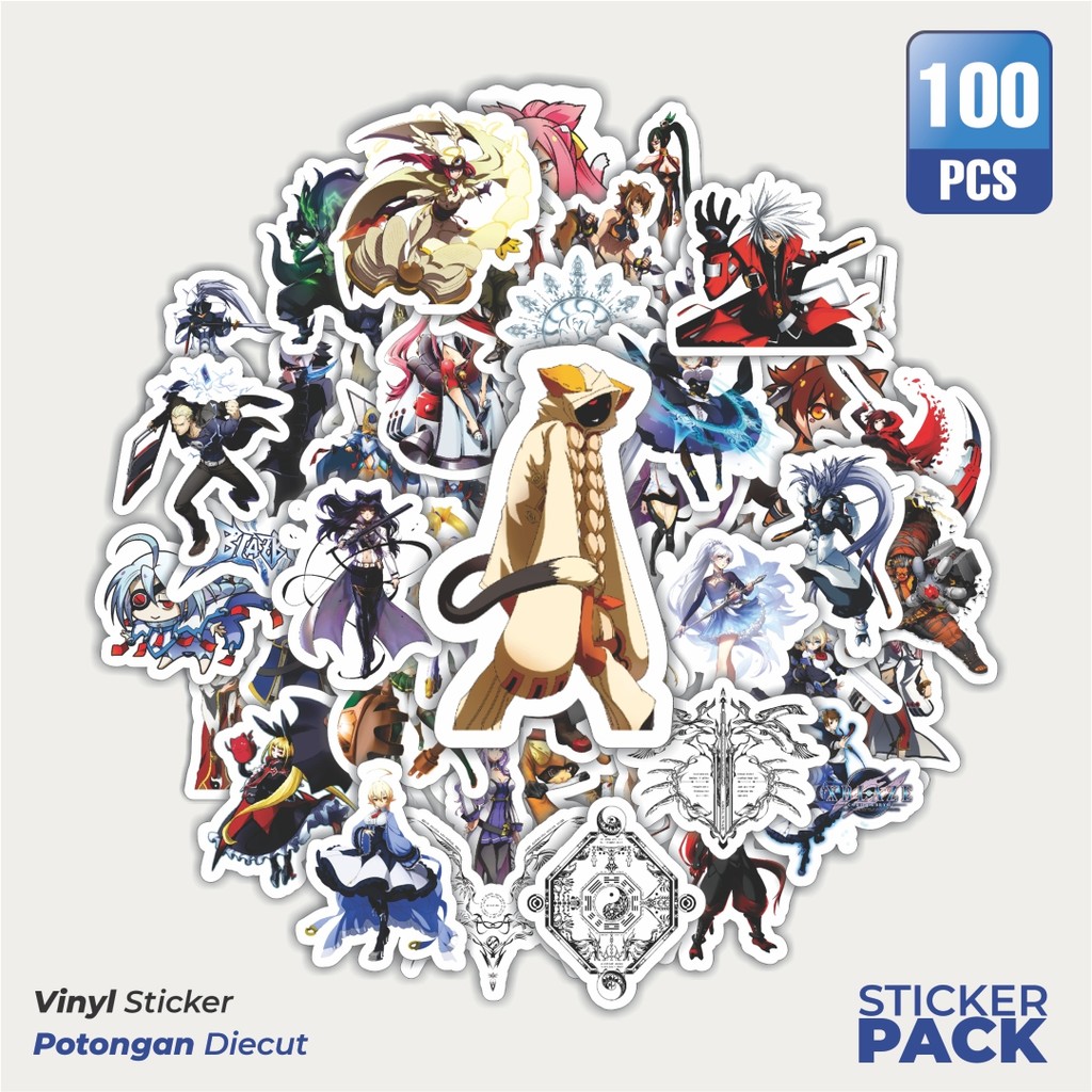 

100 PCS STIKER Stiker Game Series Blaz Blue Karakter Mix 6 Waterproof Aesthetic- Untuk Laptop, Motor, dan Helm - Paper Stationery Pack