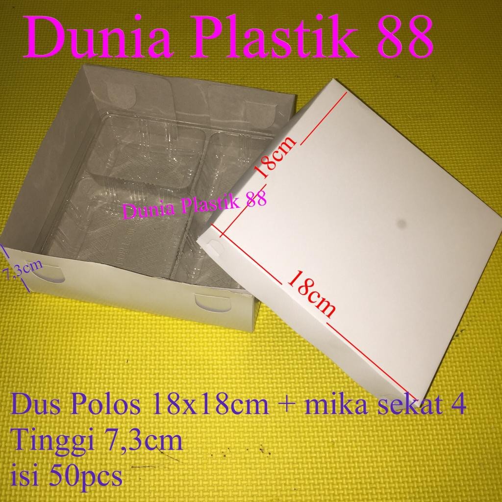 isi50pc DUS TPS POLOS 18x18CM box kardus box wadah tempat kotak kertas putih tempat makanan makan na