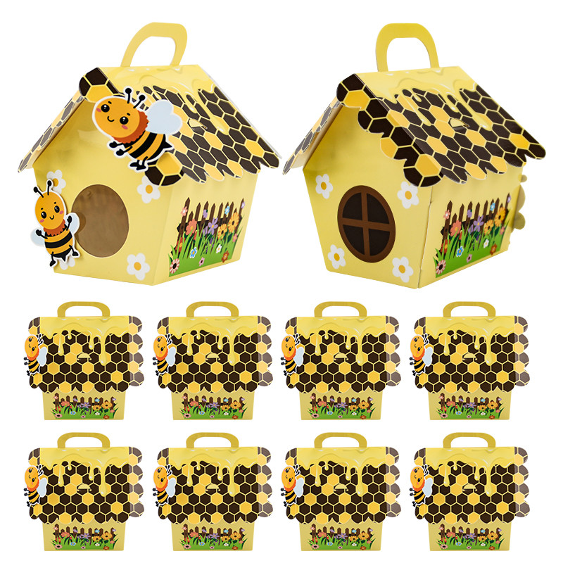 

20PCS Paper Beehive Gift Boxes Bee Candy Boxes Party Favor Boxes Wedding Favor Candy Boxes with Ribbons for Party Decorations