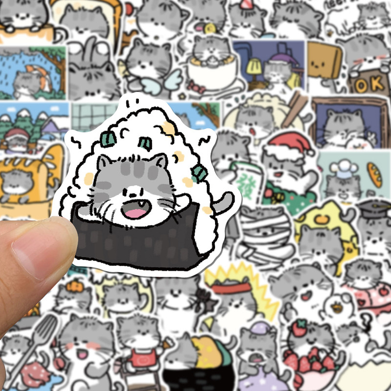 

60PCS Cat Stickers Cute Cartoon Kawaii Cats Vinyl Sticker Waterproof Decals Water Bottles Laptop Luggage Computer Scrapbooking