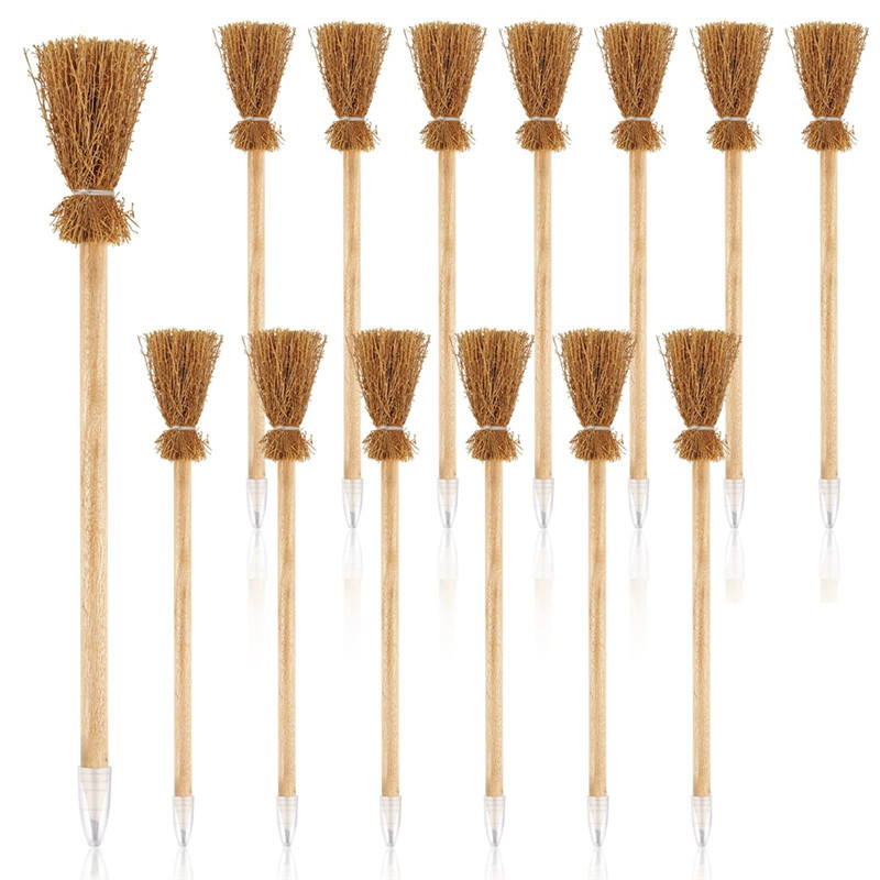 

A10F-14PCS Witch Broom Stick Pencils Halloween Wizard Wand Pencils For Party Gift Goodie Bag Fillers