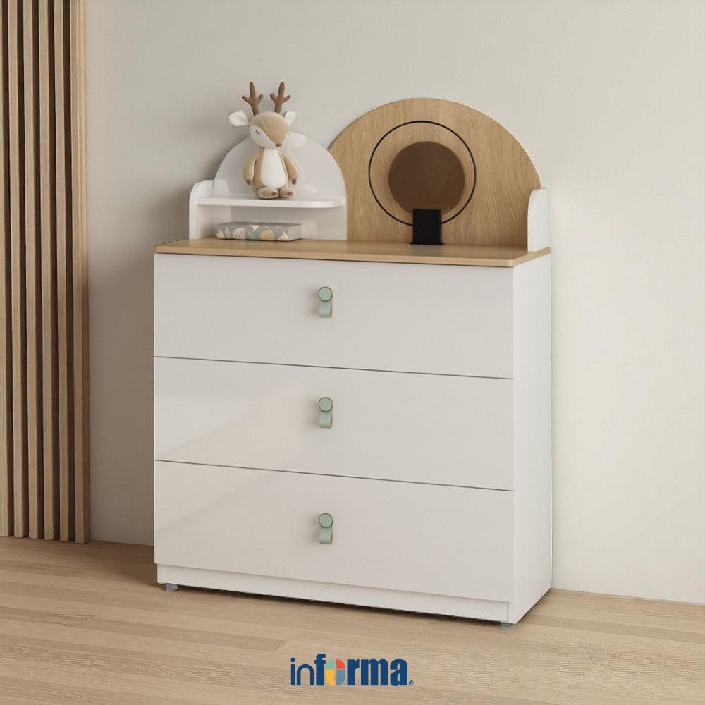 Informa Biel Deux Laci Penyimpanan Anak 3 Tingkat - Cokelat Oak Laci Kabinet Serbaguna Cabinet Penyi