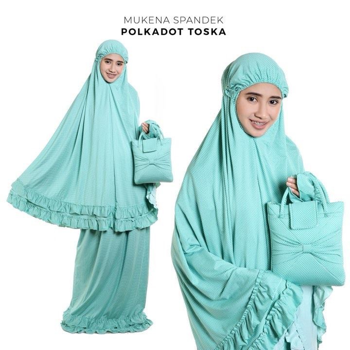 mukena katun rayon premium Mukena Dewasa Spandek Polkadot mukena traveling mini