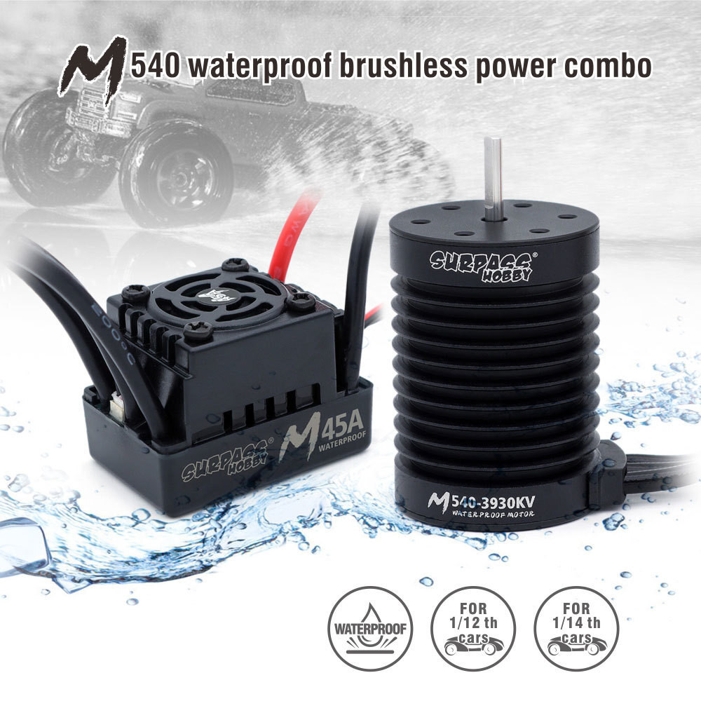 SURPASS HOBBY Waterproof Brushless Motor Combo M540 with M45A ESC for Wltoys 1/10 1/12 RC Truck Mons