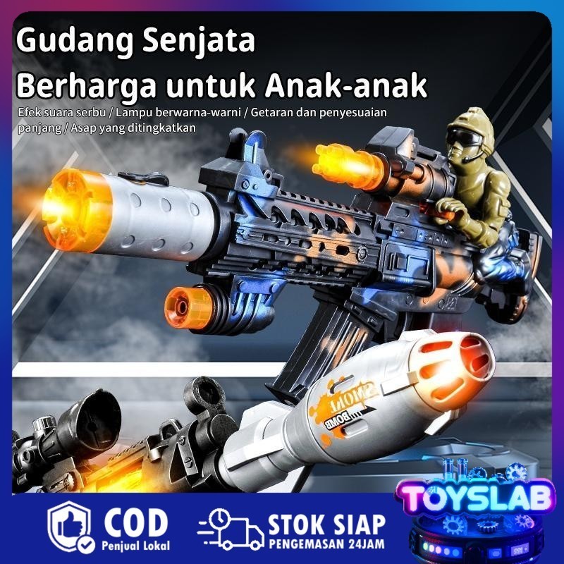 TAM.ZAM Toyslab Pistol Gudang Senjata Berharga untuk Anak-anak Mainan Serbu Elektrik Anak Semprotan 