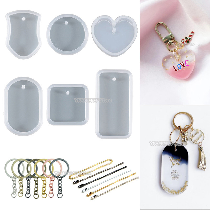 

1/6/10pcs Round Silicone Pendant Mold DIY Keychain Mould Making Epoxy Resin Mold Jewelry DIY Craft Rectangle Silicone Mold