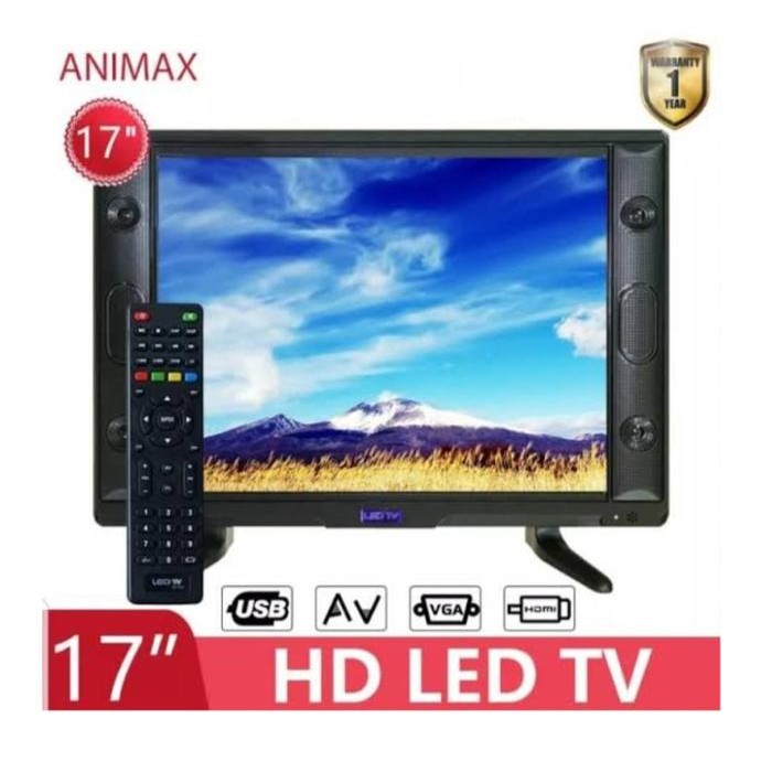 Animax LED Digital TV 17 Inch VGA HDMI USB Movie DVB-T2 Televisi Mini
