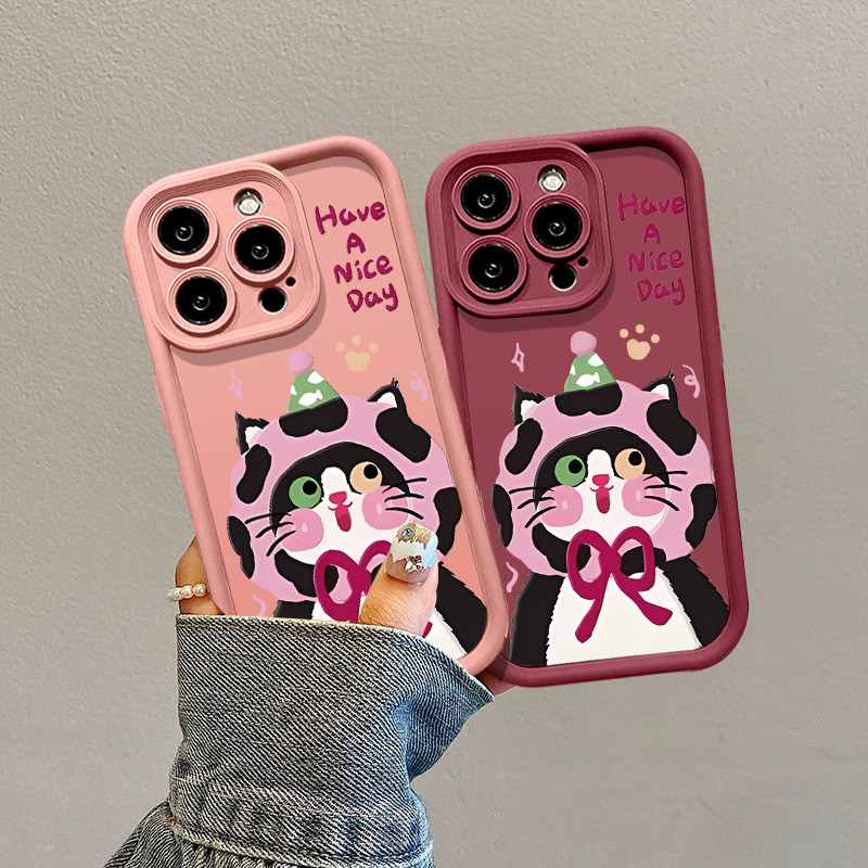 Kucing manis Casing Untuk IPhone 16 11 15 13 14 12 Pro Max 7Plus 8Plus SE 2020 XR X XS Max 16 7 8 6S