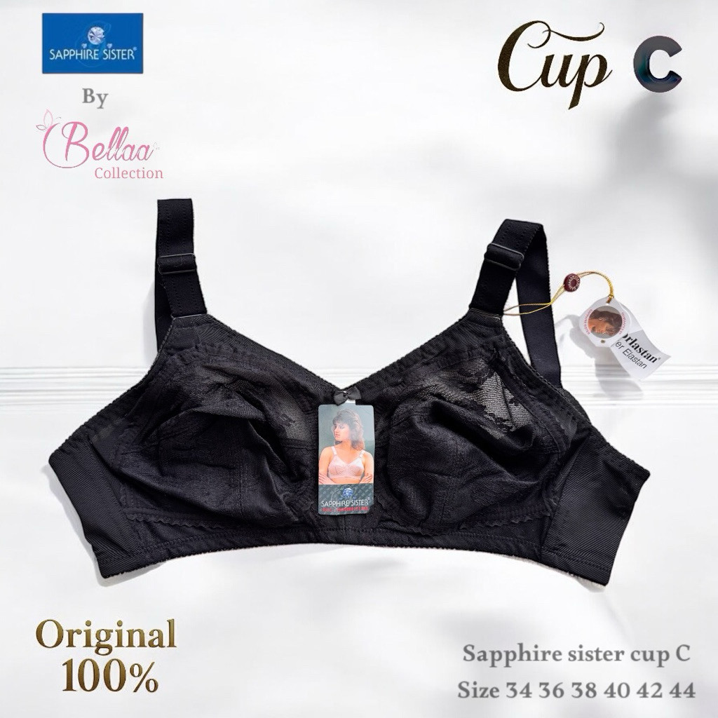 Cup C Bh Sister Sapphire Tanpa Busa Tanpa Kawat Kait 2 dan 3 | Bh sister Variasi Cup C