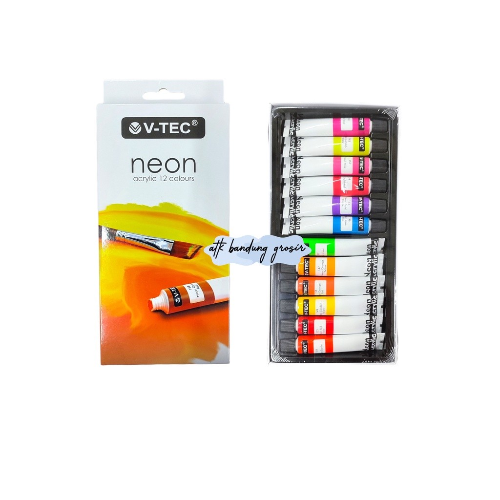 

Cat Akrilik V-TEC Acrylic Colour Neon NA-612 6 ML 12 Warna