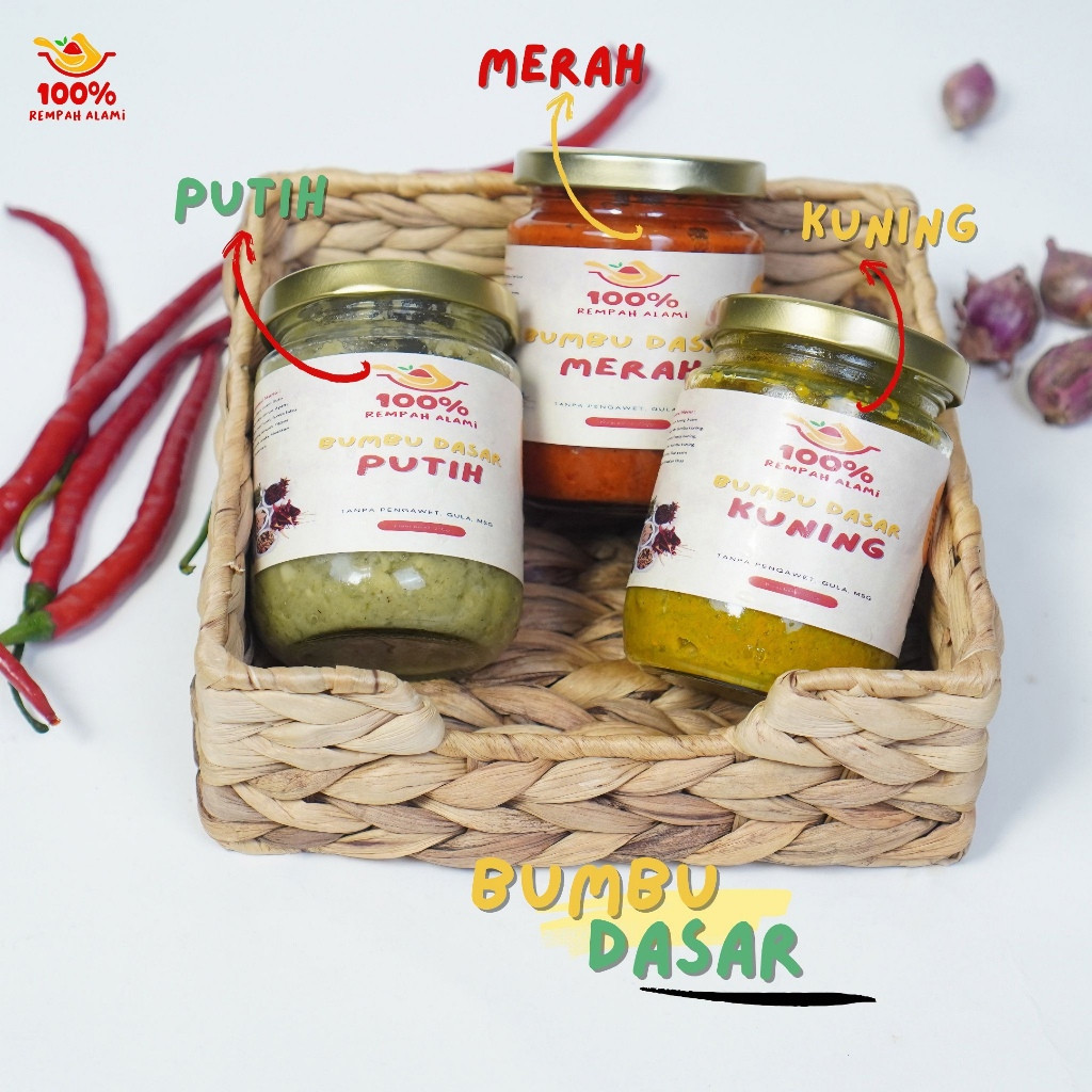 

100persen Bundling Bumbu Dasar Putih Merah Kuning Masak Instan Makanan Cepat Saji Favorit Premium