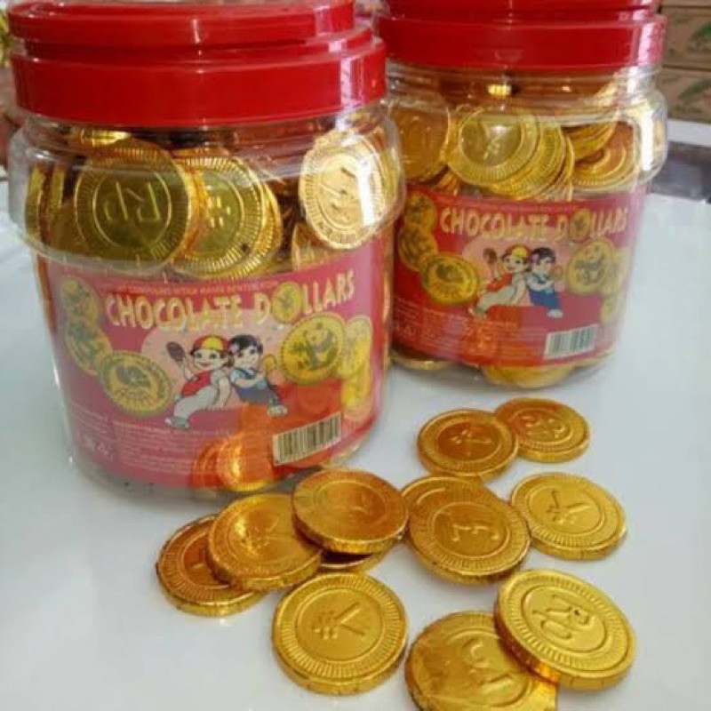 

New PUSAN COKLAT KOIN EMAS GOLD TOPLES ISI 200pcs (DOLLAR RUPIAH YEN MATA UANG)Premium