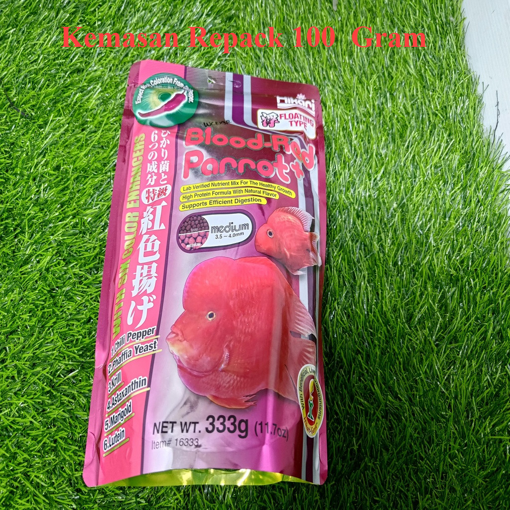 Pelet Ikan Hikari BLOOD RED PARROT Repack 100 Gram Size Medium