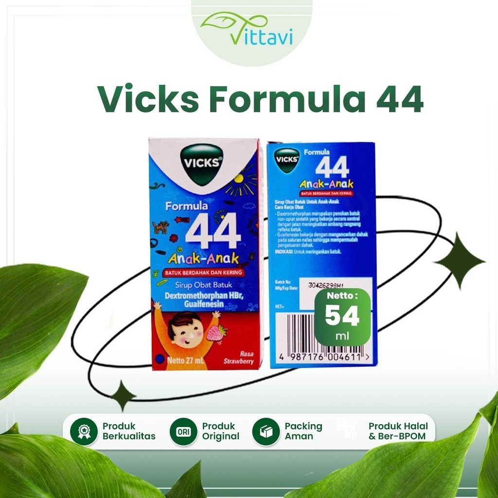 

Vicks Formula 44 Anak Anak Kids Syrup Batuk Sirup Batuk Viks Meringankan Batuk berdahak & kering