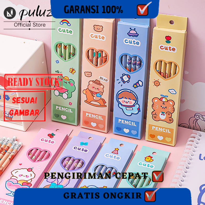 

PULUZ 6 pensil dalam kotak Pensil gambar HB anak-anak dengan penghapus Hadiah Hari Anak-Anak murid taman kanak-kanakTERLARIS