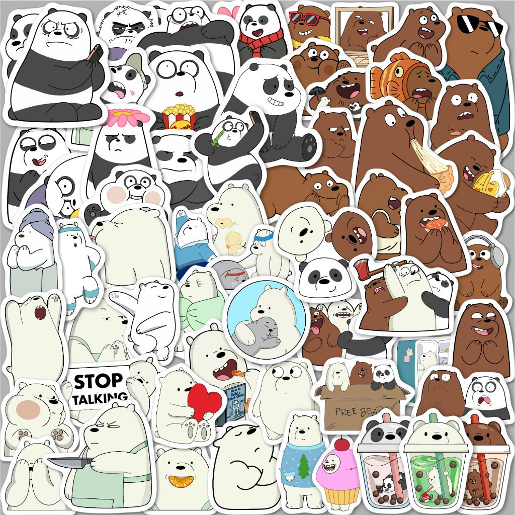 

64PCS Sticker Pack Bears Aesthetic Cute Untuk Laptop HP Helm Tumbler