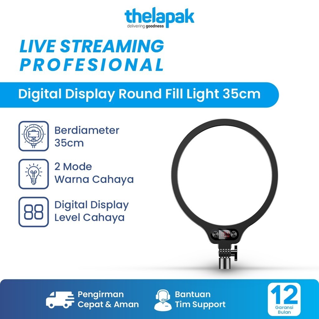 Ring Light Full Face 35cm RTako AR-GTB03 Digital Display Flat Round Fill Light