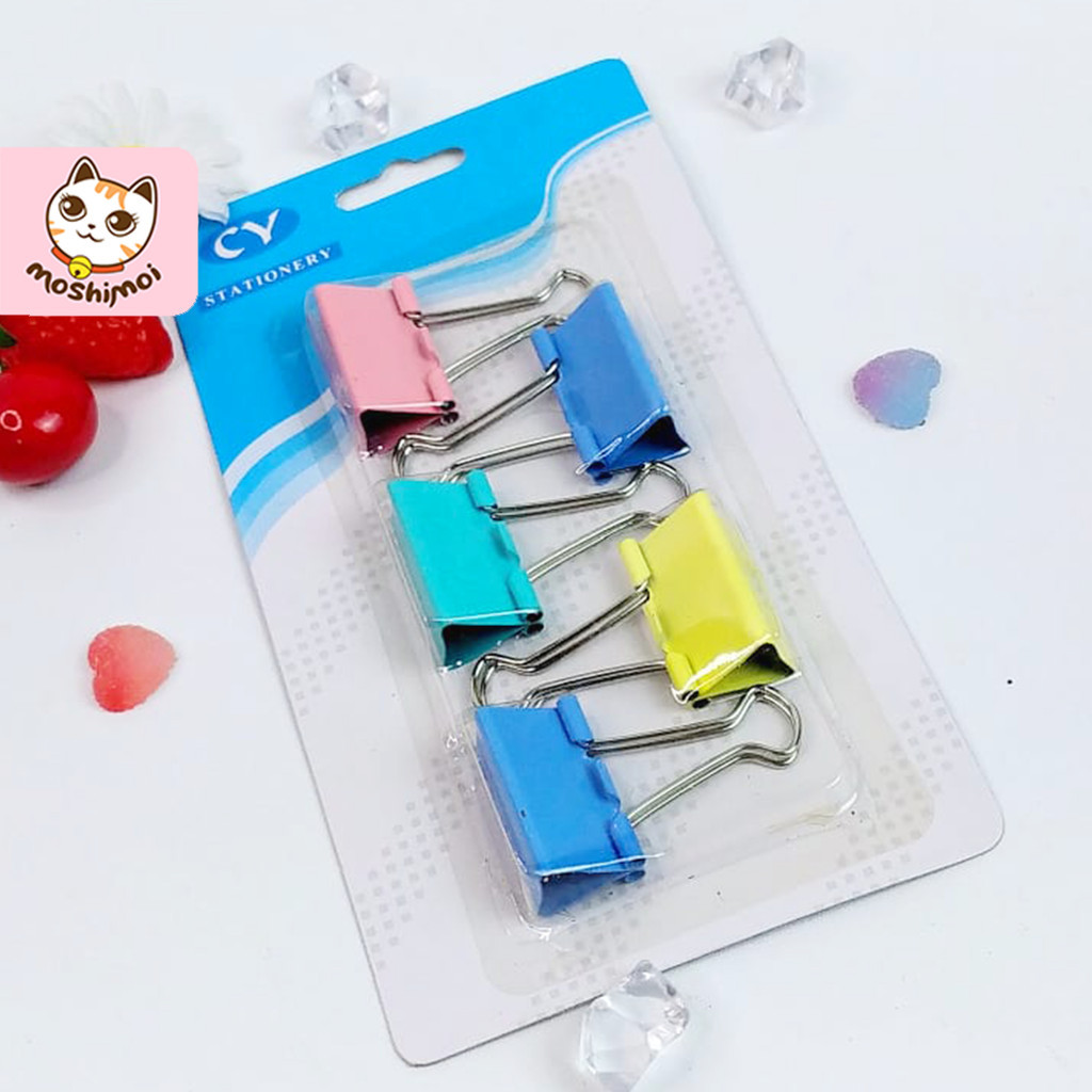 

Binder Clip / Paper Clip / Klip Kertas Besi Warna Tanggung Isi 5 Pcs