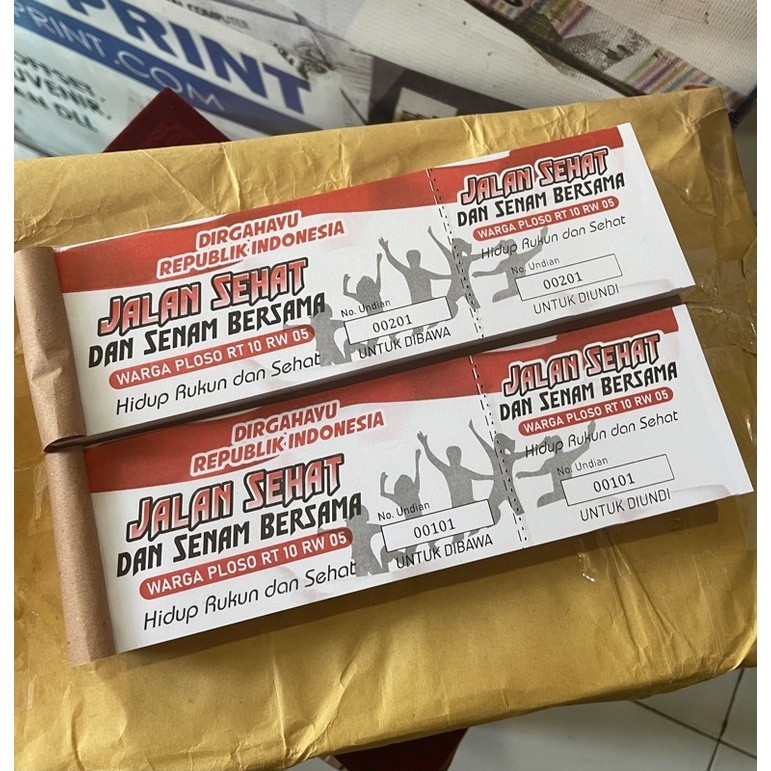 Cetak kupon jalan sehat Agustusan custom Ecer Satuan