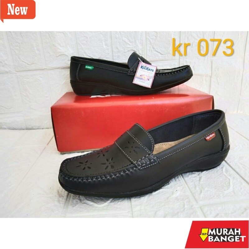 sepatu kerja wanita kekinian yg lagi viral- sepatu pantofel Kickers pantofel wanita flat kerja sekol