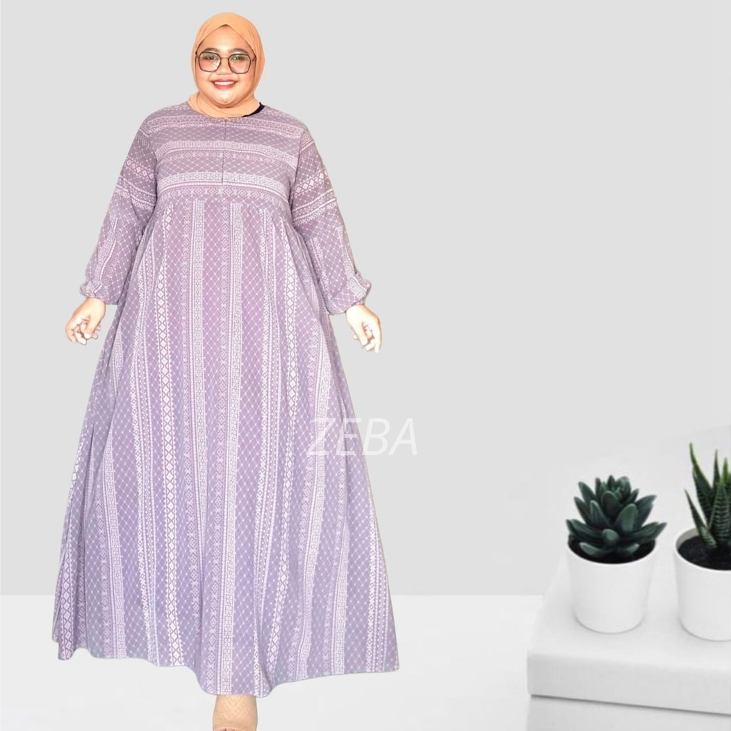 Zeba | Davina Dress Ceruty Jumbo LD120 - LD150 BB 70 -150 kg Furing Ngga Nerawang Gamis Kondangan