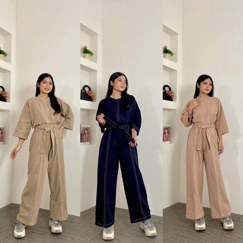 Starla Set Linen - One Set Wanita kekinian - Baju Wanita - Blouse Wanita - Celana Kulot - Baju Setel