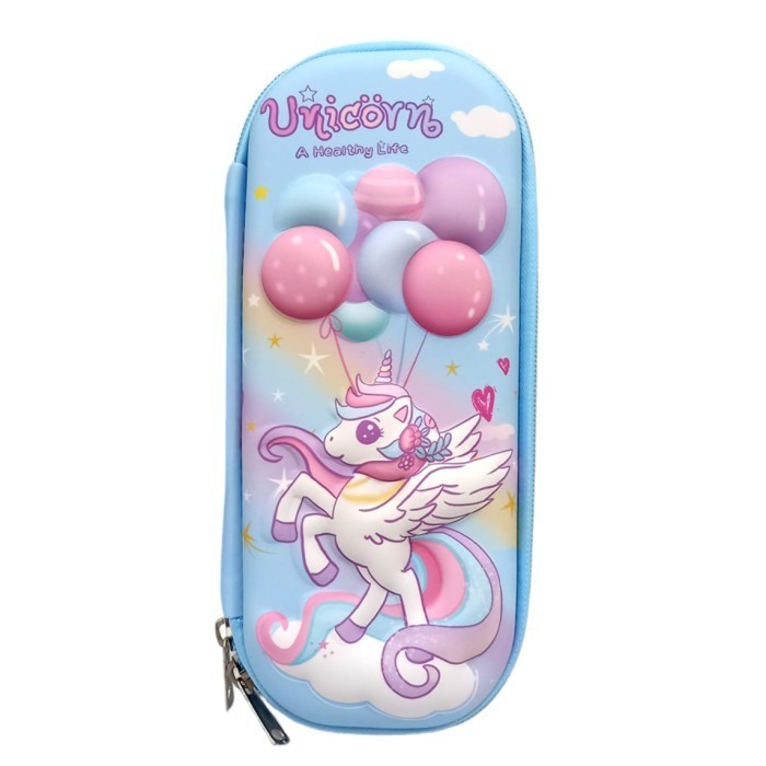 

NEW ! BEST SELLER Tempat pensil kotak pensil 3D Unicorn Hardtop Pencil Case astronot - UNI Balon Biru