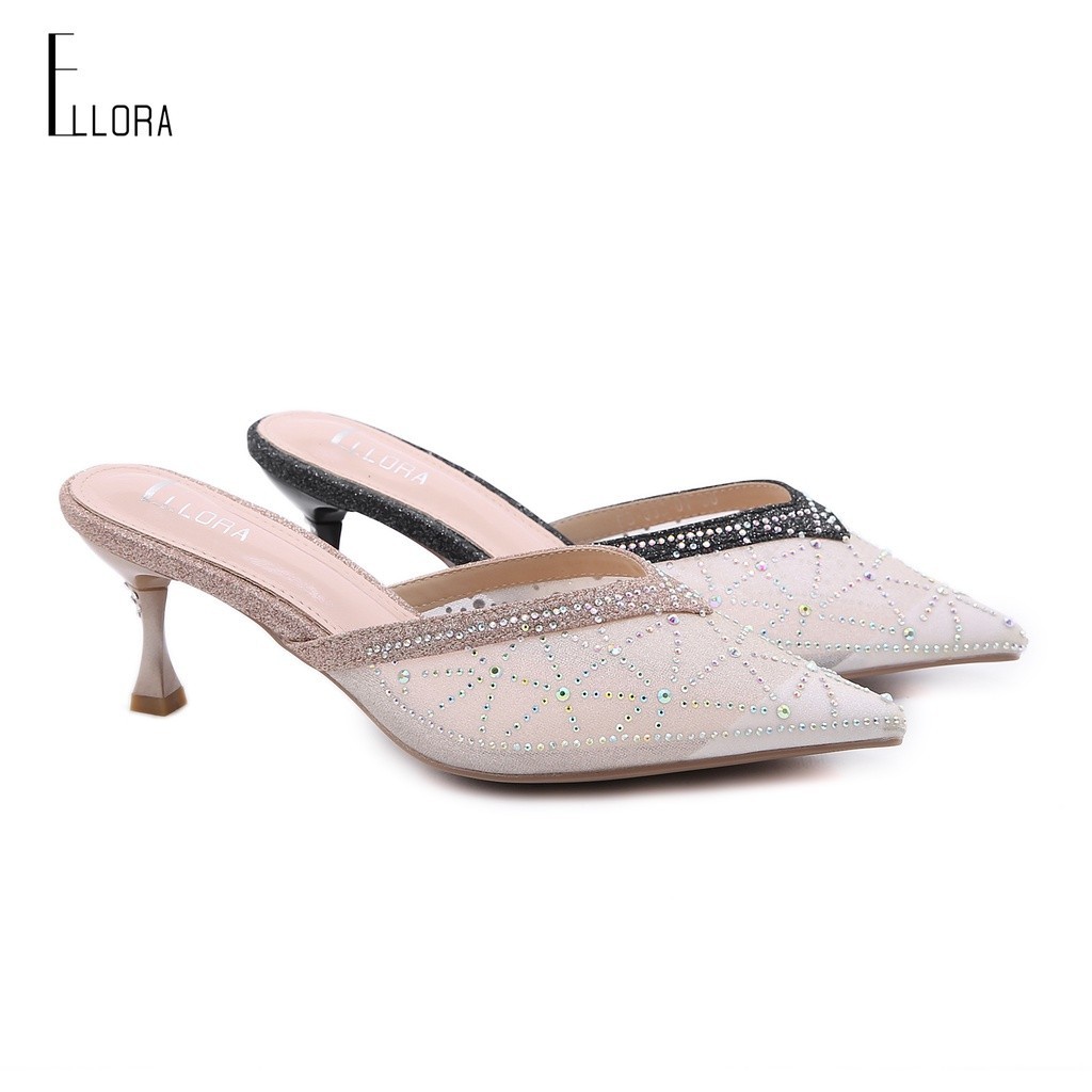 FR53WK ELLORA EB 630-01 Sepatu Pesta Wanita Heels 7cm Import