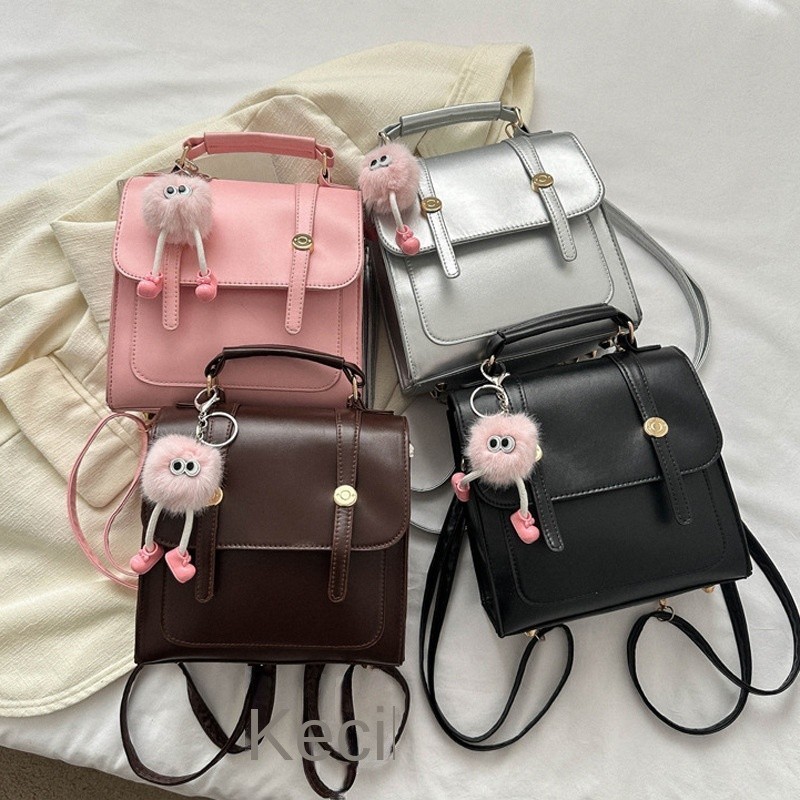 Tas Ransel Kasual Wanita Ransel Bahu Sederhana Tekstur Trendi Kasual 2024  tas ransel wanita import 