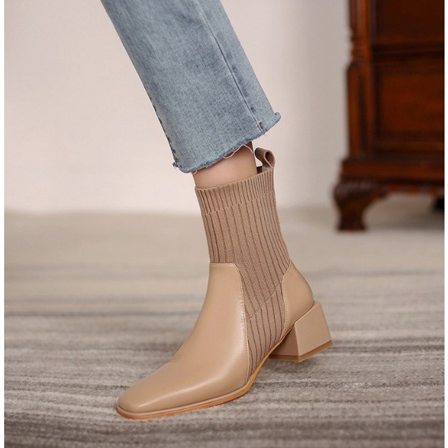 REBECCA WOMAN ANKLE BOOTS WINTER FASHION SHOES SEPATU HAK TINGGI WANITA KOREAN STYLE