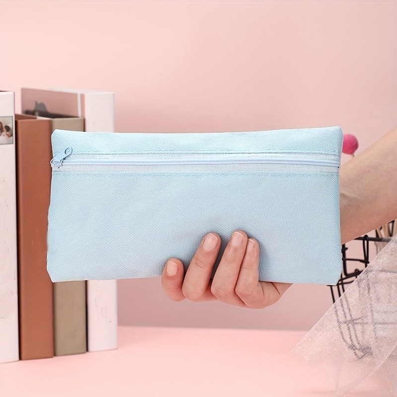 

Minimalist blank pencil case Oxford cloth zipper zero wallet stationery bag Student stationery pencil case storage