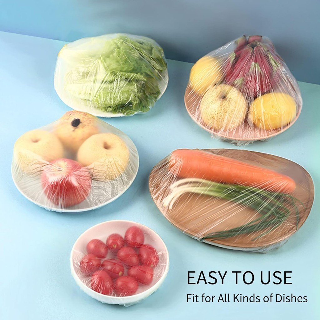 Disposable Food Cover Plastic Wrap Fruit Food Cover Bags Elastic Plastic Wrap Cover Shower Headgear 