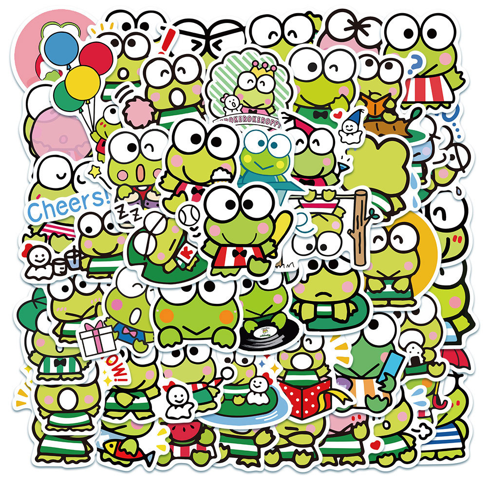 

10/30/50pcs Sanrio Cartoon KEROKERO KEROPPI Graffiti Stickers Scrapbook DIY Suitcase Phone Case Decoration Sticker for Kids Toys