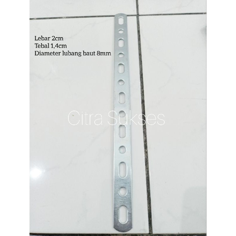 Braket besi tebal 1,4mm /  Plat Besi Lubang multifungsi panjang 30cm