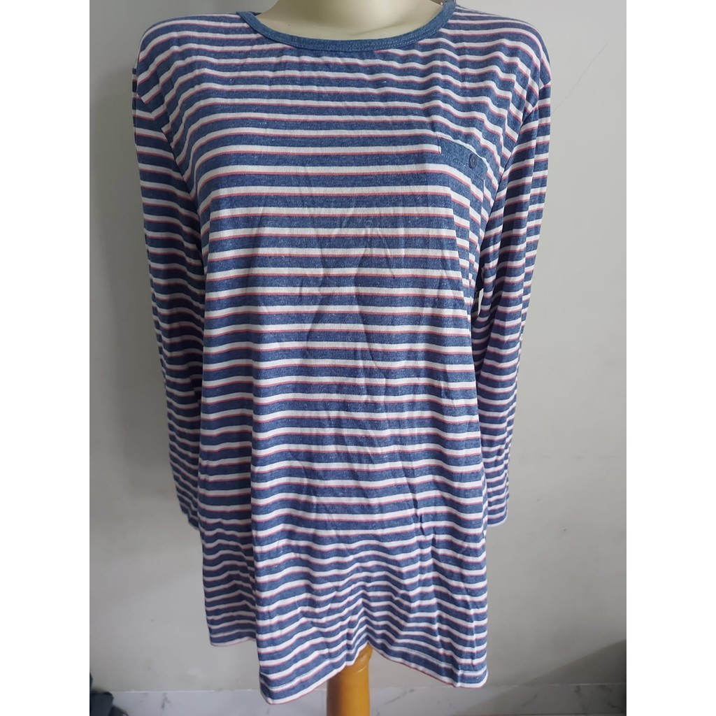 XL/Kaos Wanita-Ph3nomen4l-Blouse Wanita-Lengan Panjang/GARIS2-NAVY/2024