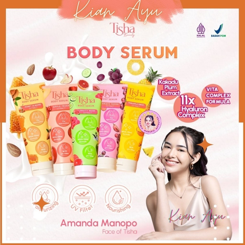 KianAyu* Tisha Beauty Body Serum White Glow Formula With UV Filter 150ml