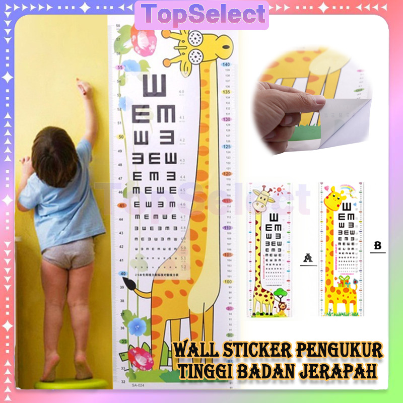 Stiker Tinggi Badan Dinding Jerapah Grafik Penggaris Tinggi Kamar/Stiker Dinding Jerapah Grafik Peng
