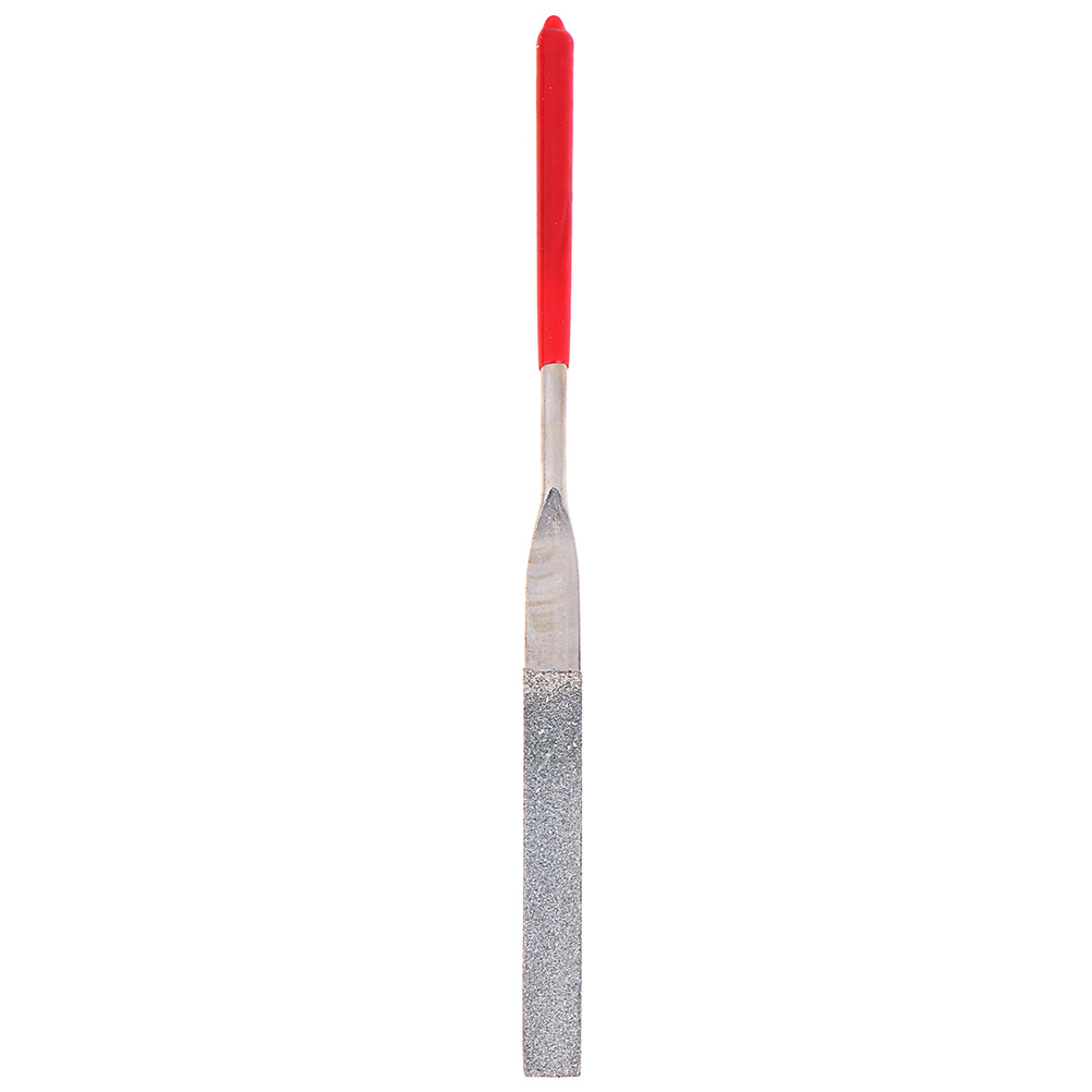 

1 Piece 180mm Long Art Craft Flat Diamond File Grinding Tool Red Silver Tone