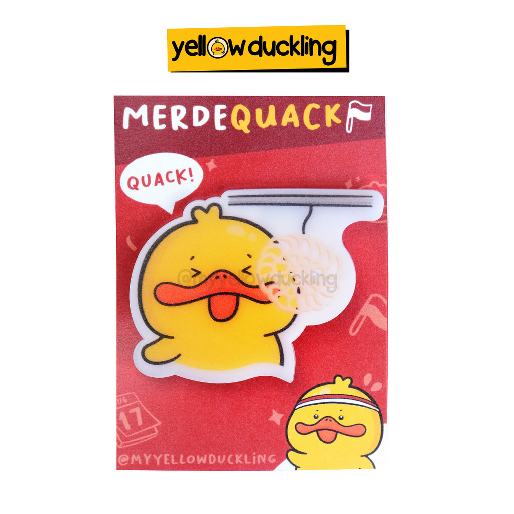 

ACRYLIC PIN - MERDEQUACK SERIES - ITIK MAKAN KRUPUK - YELLOW DUCKLING