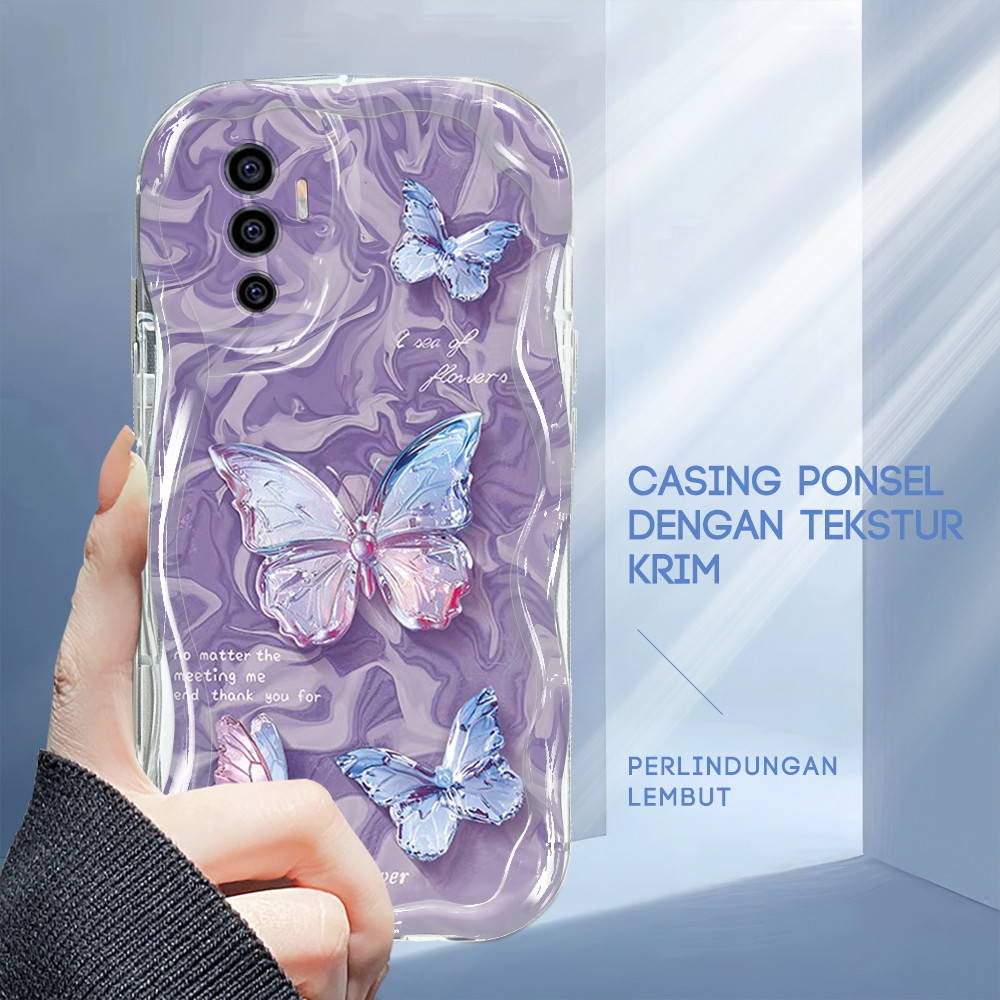 Casing Hp Untuk Vivo V23E 5G Softcase Diamond Butterfly Phone Case Soft Cassing Cream Kesing