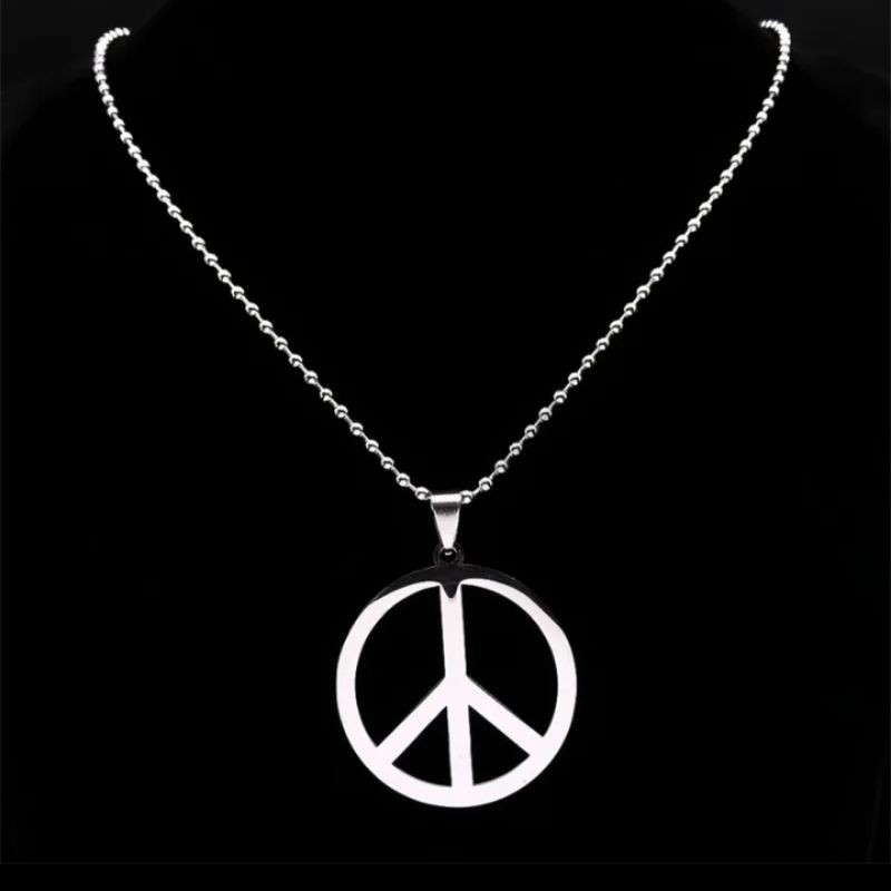(KL64) KALUNG TITANIUM BIJI LADA PRIA WANITA MODEL LIONTIN PEACE ANTI KARAT-CJR TITANIUM