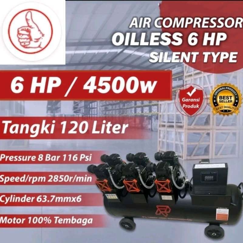 Kompresor Angin Oilless 6 HP kompresor Angin Silent 6hp