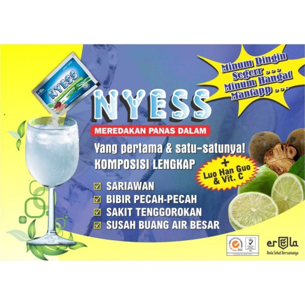 

[PER RENCENG ISI 12 SACHET] Erela Nyess Effervescent Obat Panas Dalam Radang Tenggorokan Sariawan