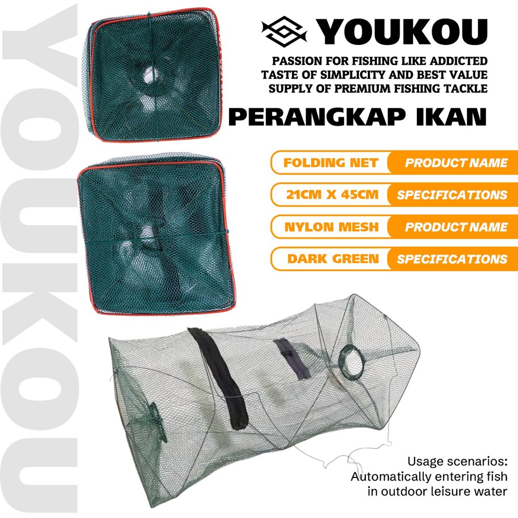 RB YOUKOU Payung Bubu Jaring Jebakan Perangkap Udang ikan Kepiting Model Payung 2 Lubang