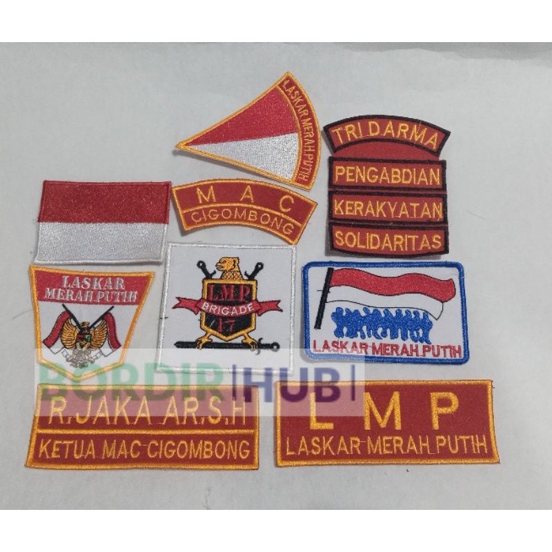 badge bordir atribut LMP laskar merah putih full set (custom nama dan wilayah) good quality