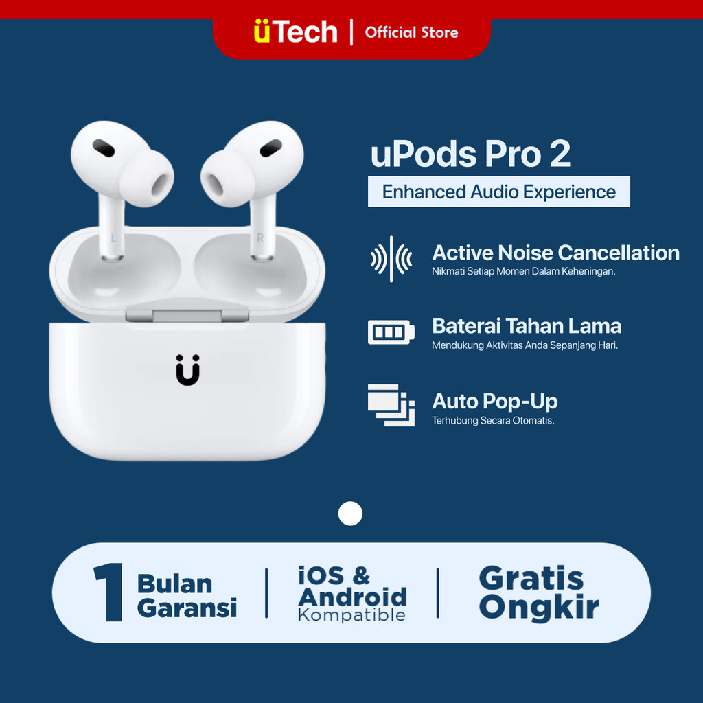 [ Eksklusif Live ] uPods Pro 2nd TWS True Wireless Stereo Headset Bluetooth Charging Case Stereo Hen